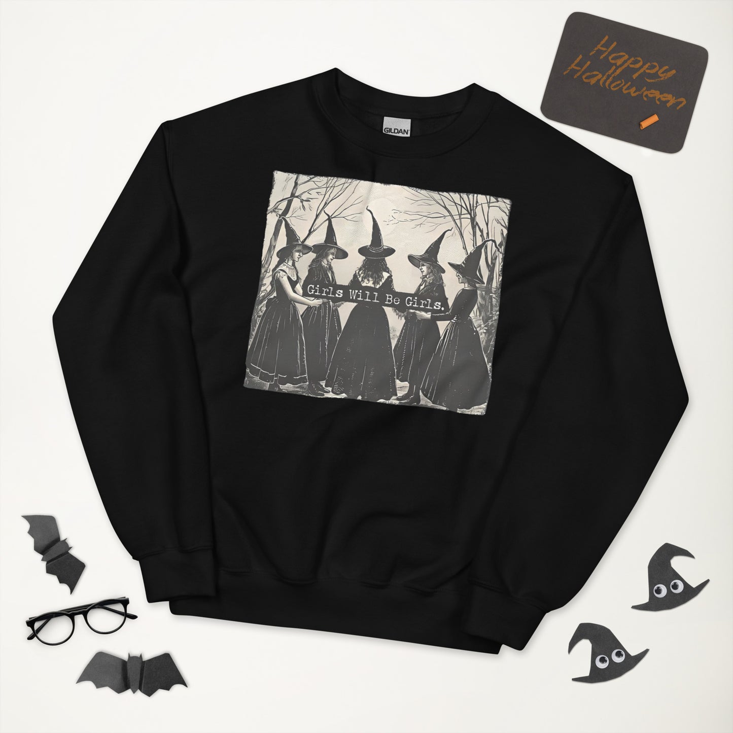 Vintage Girls Will Be Girls Witch Halloween Sweatshirt