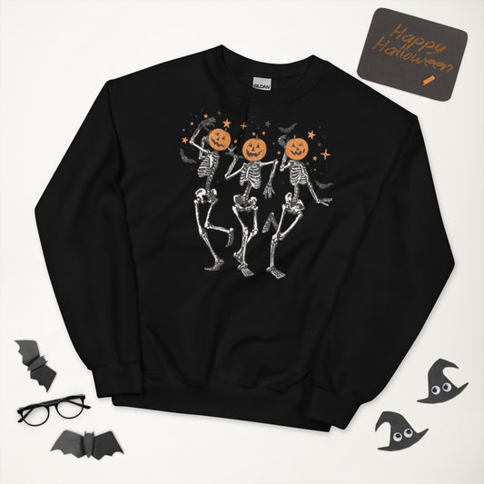 Dancing Skeleton Pumpkin Head Sweatshirt | Fall Sweater