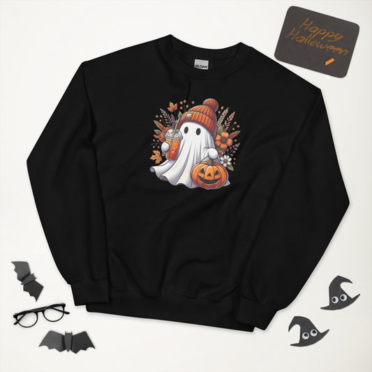 Little Ghost Iced Coffee Sweatshirt Cute Halloween Pullover