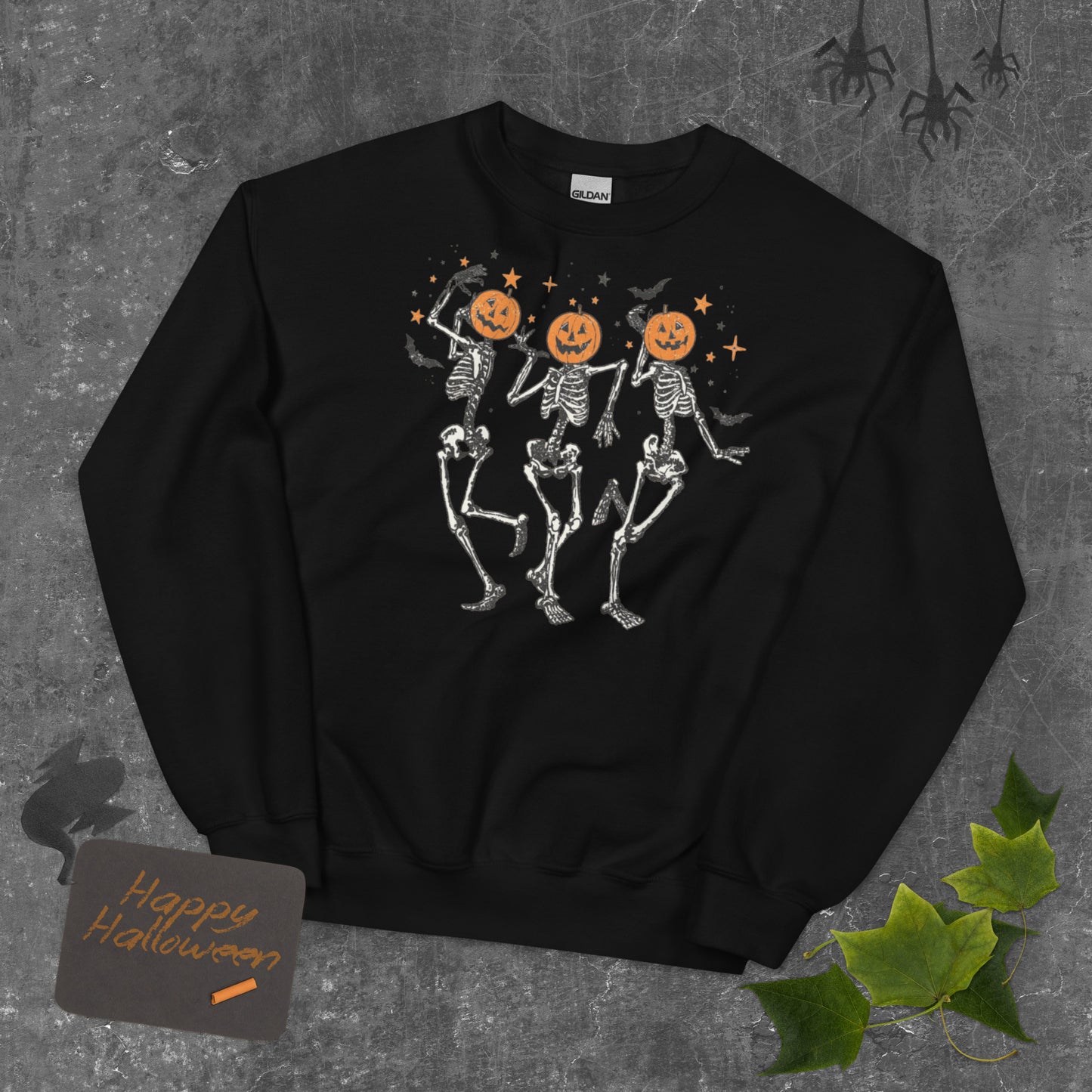 Dancing Skeleton Pumpkin Head Sweatshirt | Fall Sweater