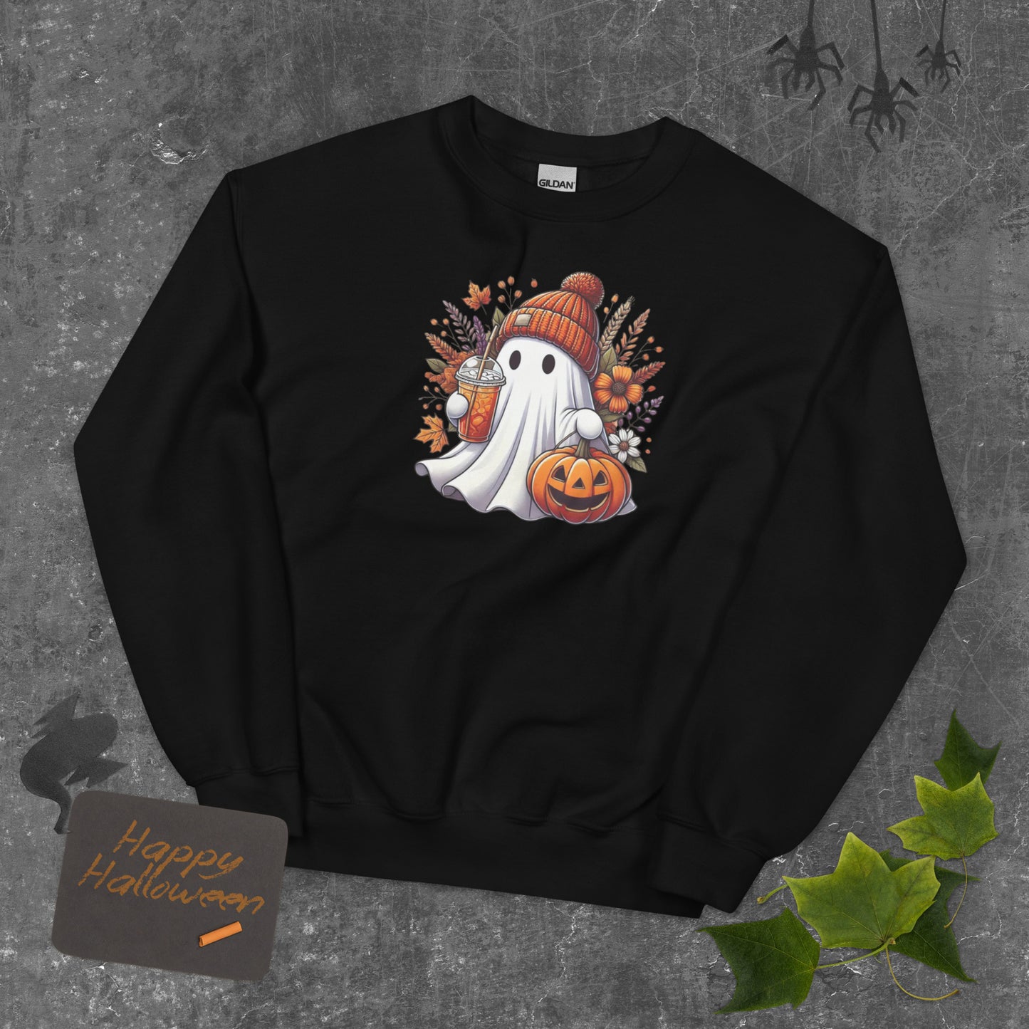 Little Ghost Iced Coffee Sweatshirt Cute Halloween Pullover