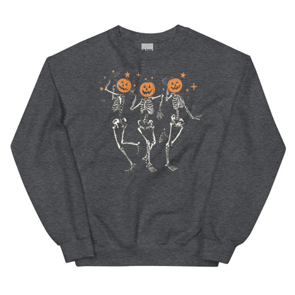 Dancing Skeleton Pumpkin Head Sweatshirt | Fall Sweater