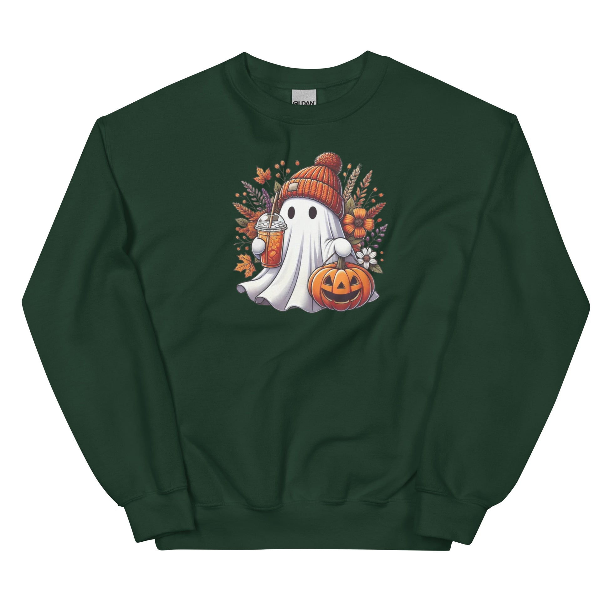 Little Ghost Iced Coffee Sweatshirt Cute Halloween Pullover