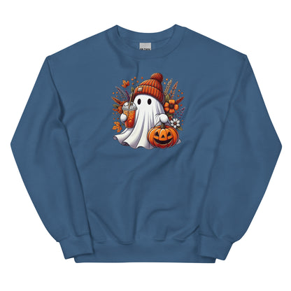 Little Ghost Iced Coffee Sweatshirt Cute Halloween Pullover