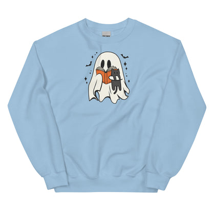 Retro Ghost Reading Sweatshirt | Halloween Teacher Gift