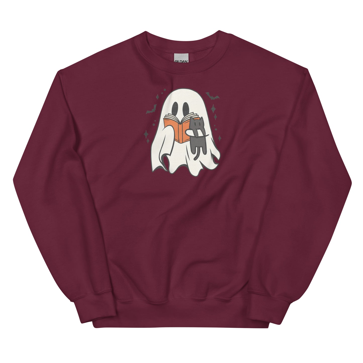 Retro Ghost Reading Sweatshirt | Halloween Teacher Gift