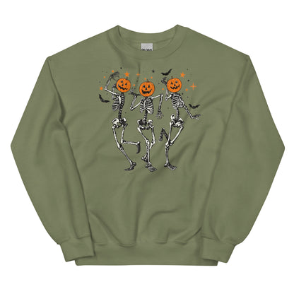 Dancing Skeleton Pumpkin Head Sweatshirt | Fall Sweater