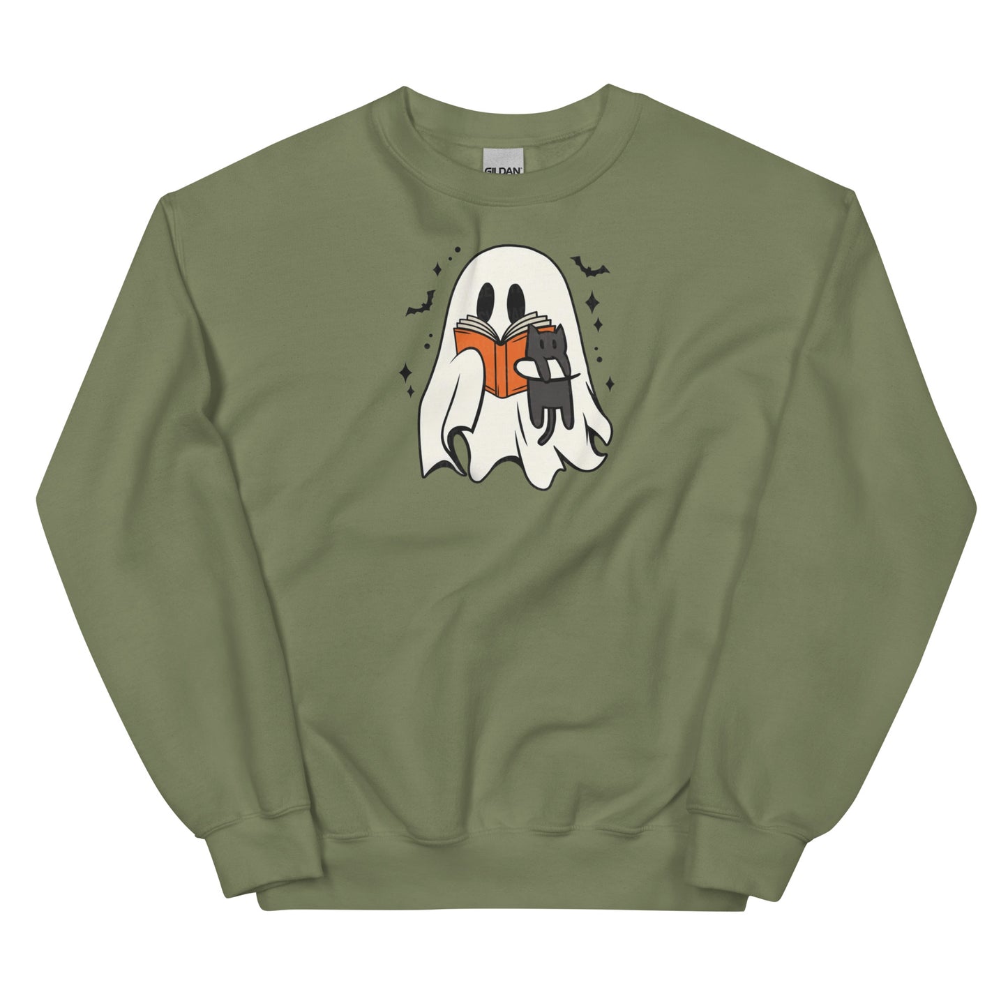 Retro Ghost Reading Sweatshirt | Halloween Teacher Gift