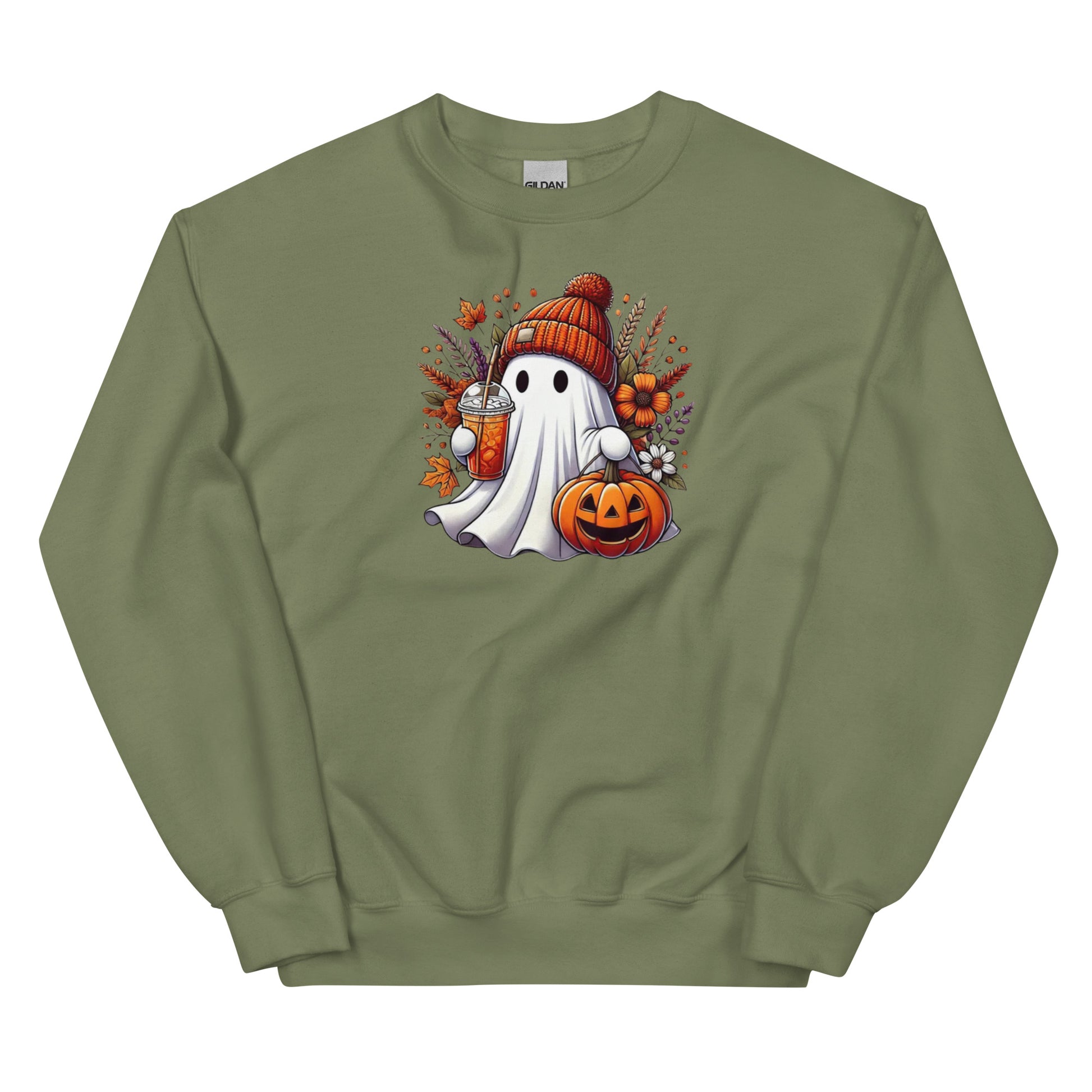 Little Ghost Iced Coffee Sweatshirt Cute Halloween Pullover