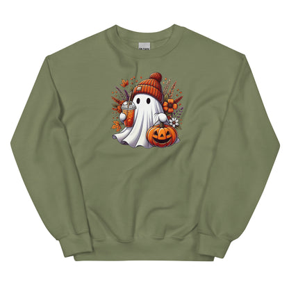 Little Ghost Iced Coffee Sweatshirt Cute Halloween Pullover