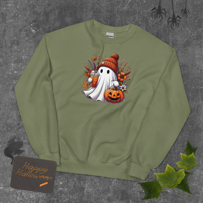 Little Ghost Iced Coffee Sweatshirt Cute Halloween Pullover