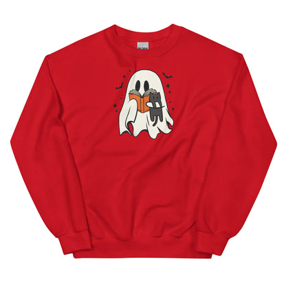 Retro Ghost Reading Sweatshirt | Halloween Teacher Gift