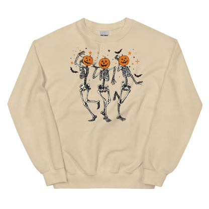 Dancing Skeleton Pumpkin Head Sweatshirt | Fall Sweater