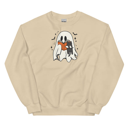 Retro Ghost Reading Sweatshirt | Halloween Teacher Gift