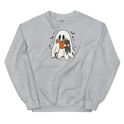 Retro Ghost Reading Sweatshirt | Halloween Teacher Gift