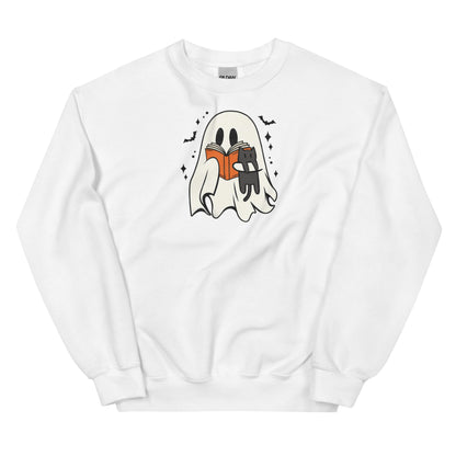 Retro Ghost Reading Sweatshirt | Halloween Teacher Gift