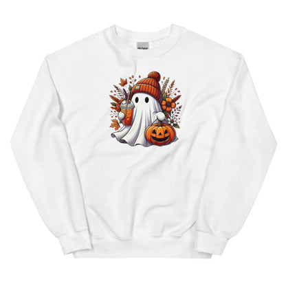 Little Ghost Iced Coffee Sweatshirt Cute Halloween Pullover